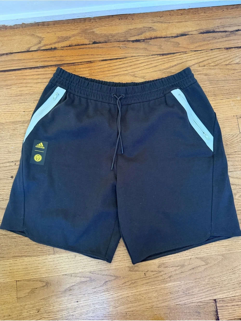 adidas Black Athletic Shorts with Light Gray Zip Pockets